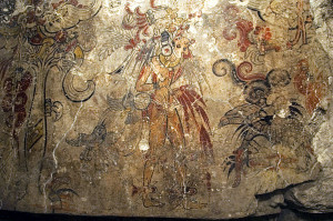 Maja freskó a kozmosz teremtéséről (San Bartolo, Mexikó)