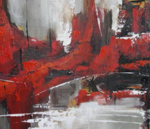 Gabriela Mensaque: Abstracto en gris y rojo